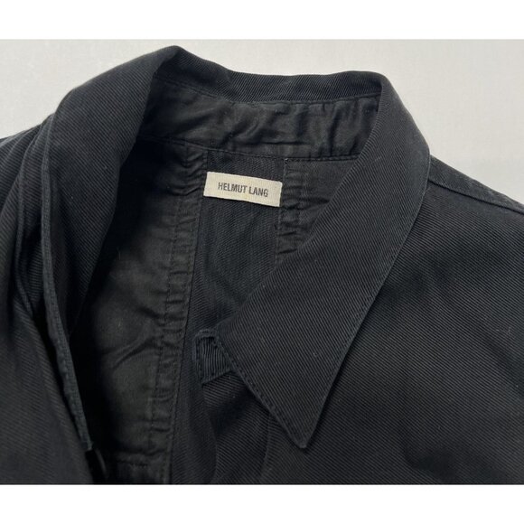 Helmut Lang Button Front Denim Shirt in Black - Picture 3 of 3